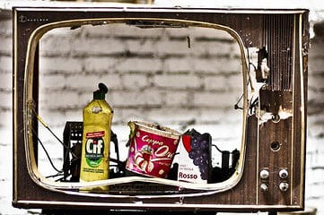 photo of old tv with missing screen and inner components